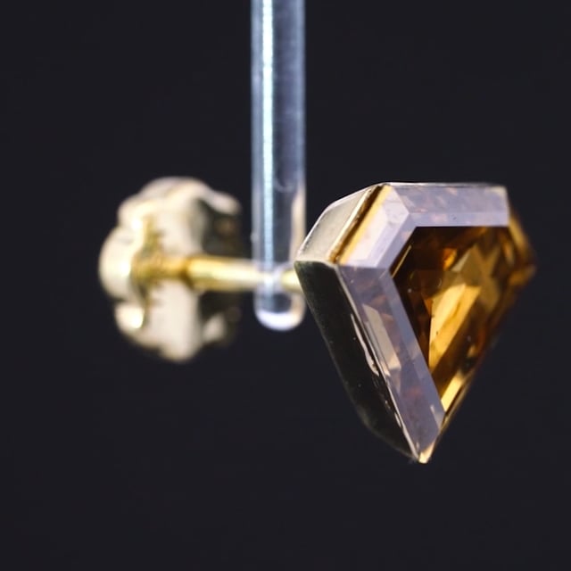 Invisible Set Silhouette Cognac Diamond Threaded Stud