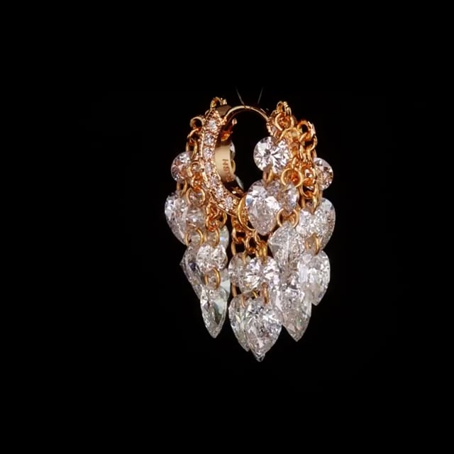 Floating Diamond Tassel Hoop Earring