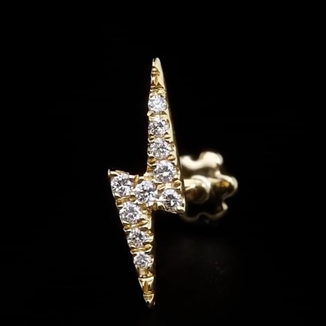 Diamond Lightning Bolt Threaded Stud Earring