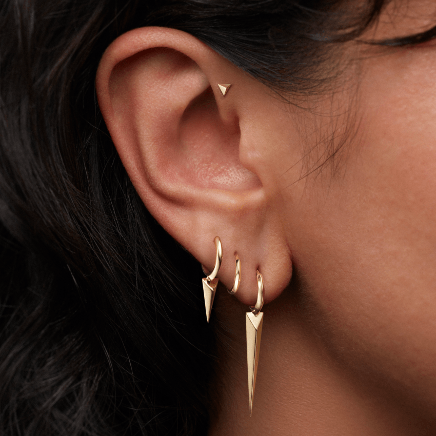 Faceted Grand Spike Hoop Earring