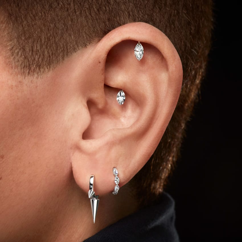 Triple Long Spike Hoop Earring