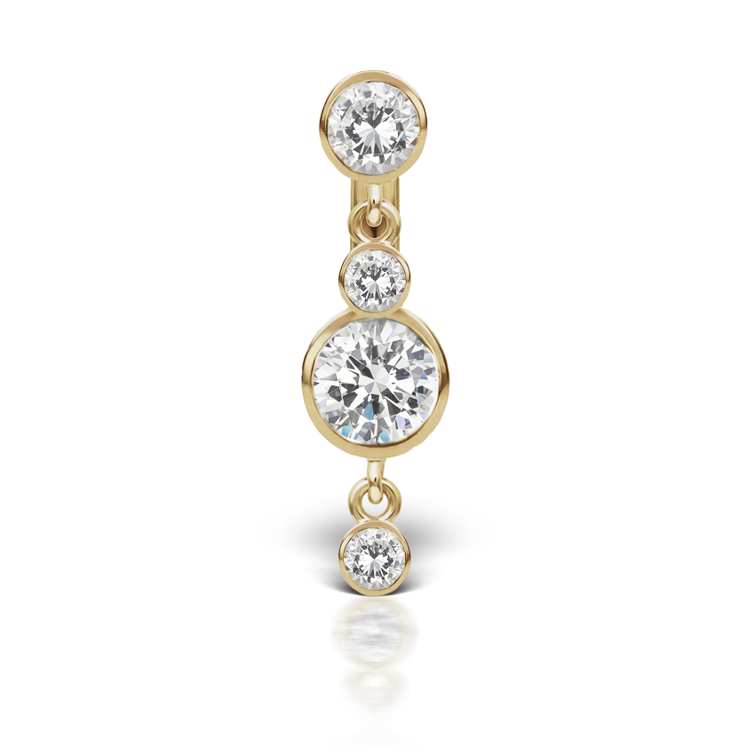 3-4 Cubic Zirconia with Double Dangle Barbell