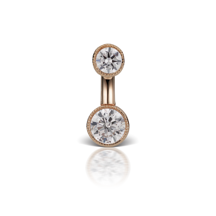 Scallop Set Cubic Zirconia Engraved Rook Barbell