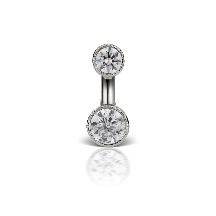 Scallop Set Cubic Zirconia Engraved Rook Barbell