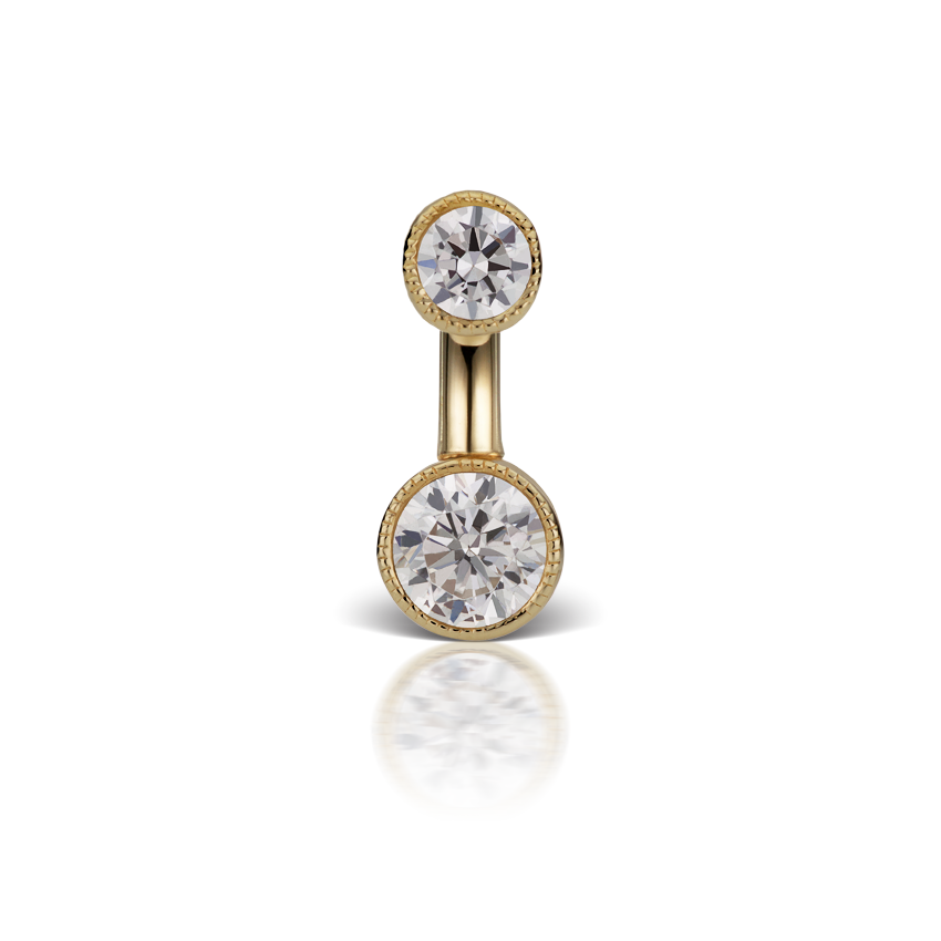 Scallop Set Cubic Zirconia Engraved Rook Barbell