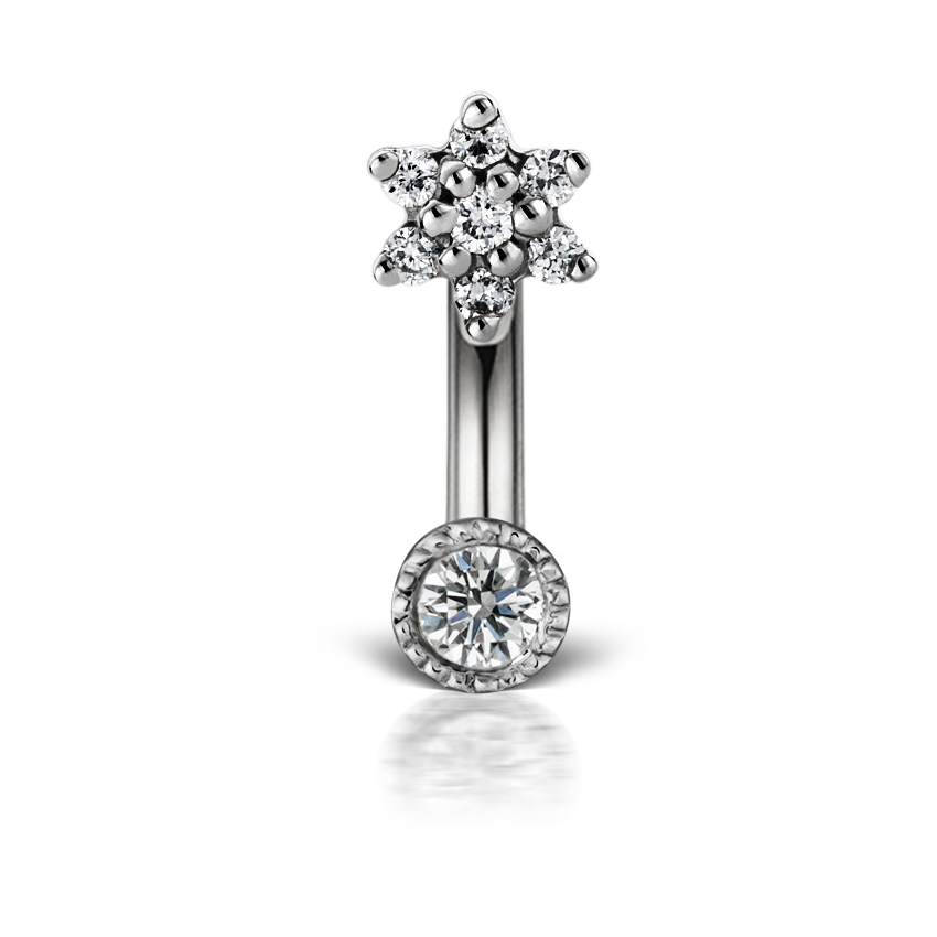 Diamond Flower and Scallop Set Diamond Rook Barbell