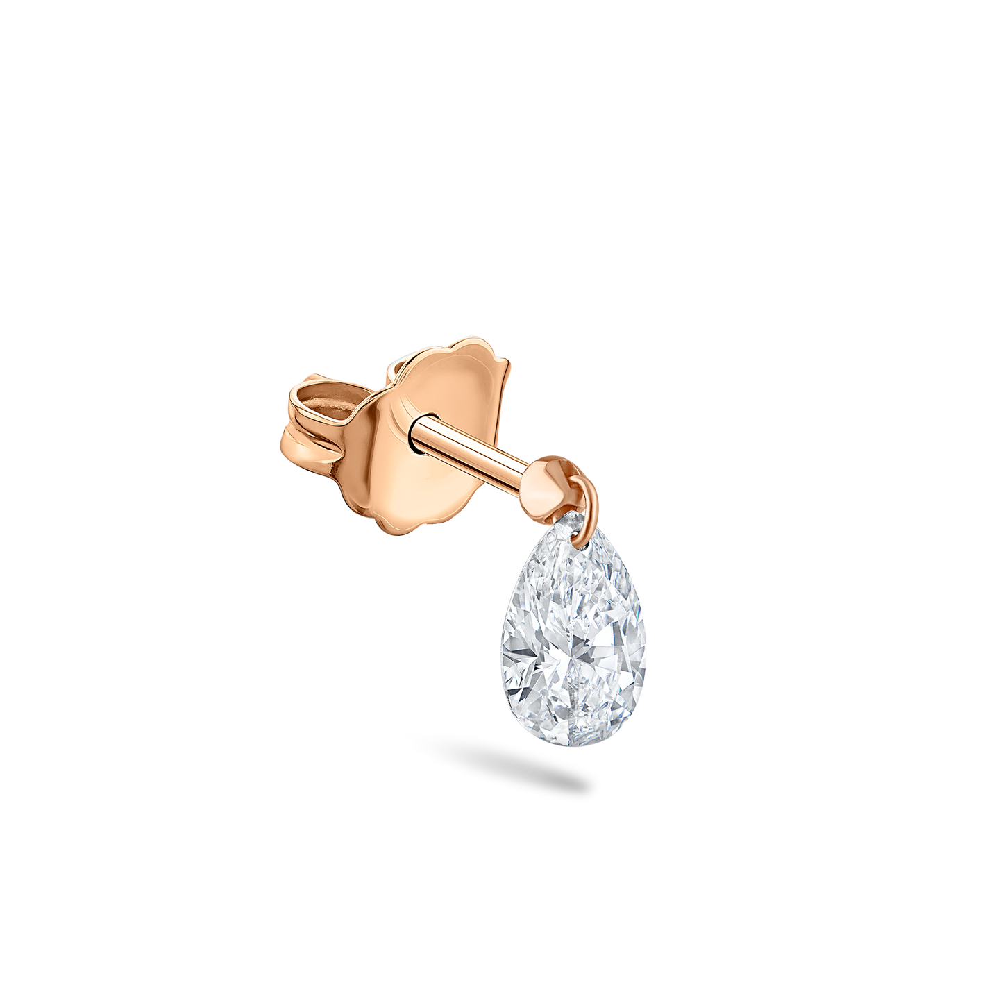 Floating Pear Diamond Charm Stud Earring