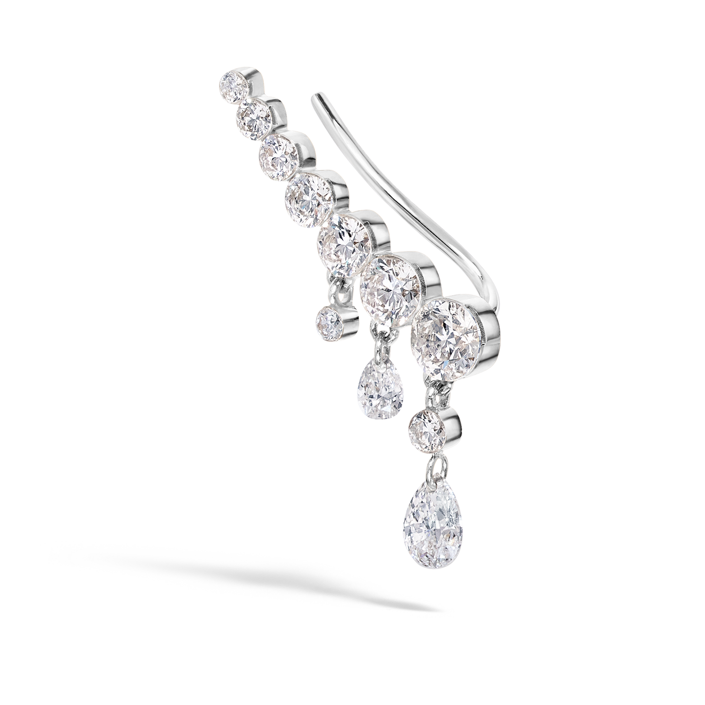 18mm Curved Crescendo Bar Invisible Set Diamond Ear Climber