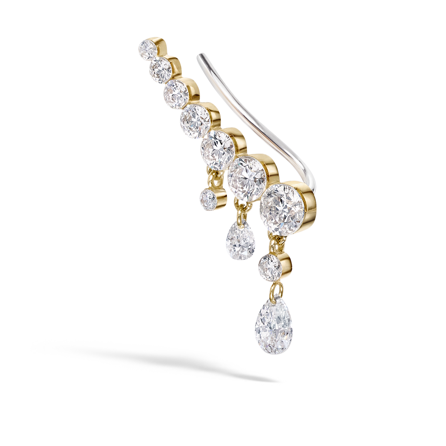 18mm Curved Crescendo Bar Invisible Set Diamond Ear Climber