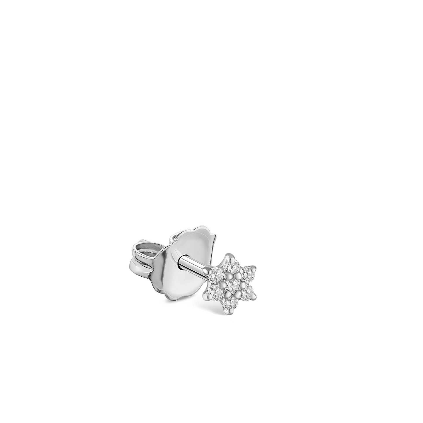 Diamond Flower Stud Earring