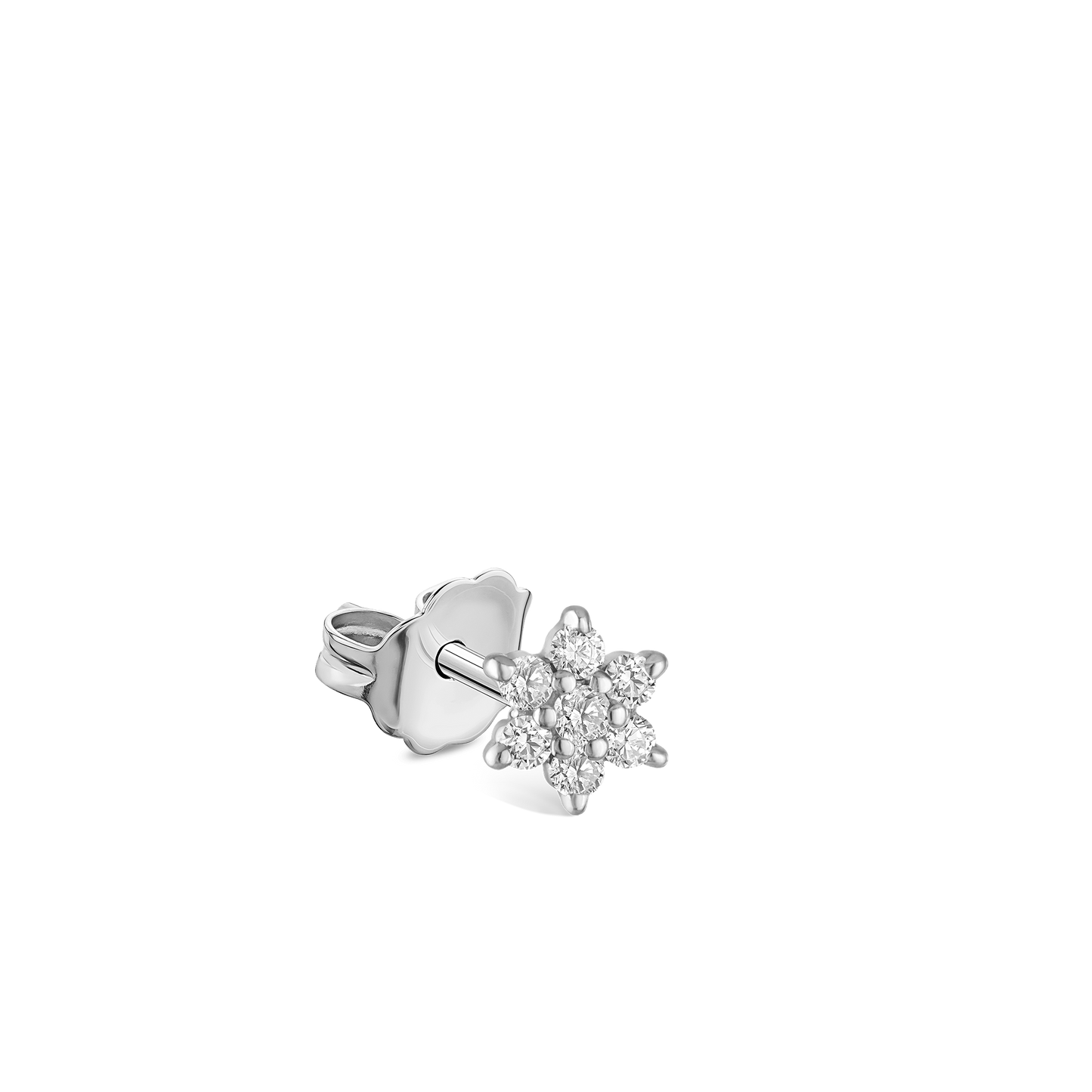 Diamond Flower Stud Earring