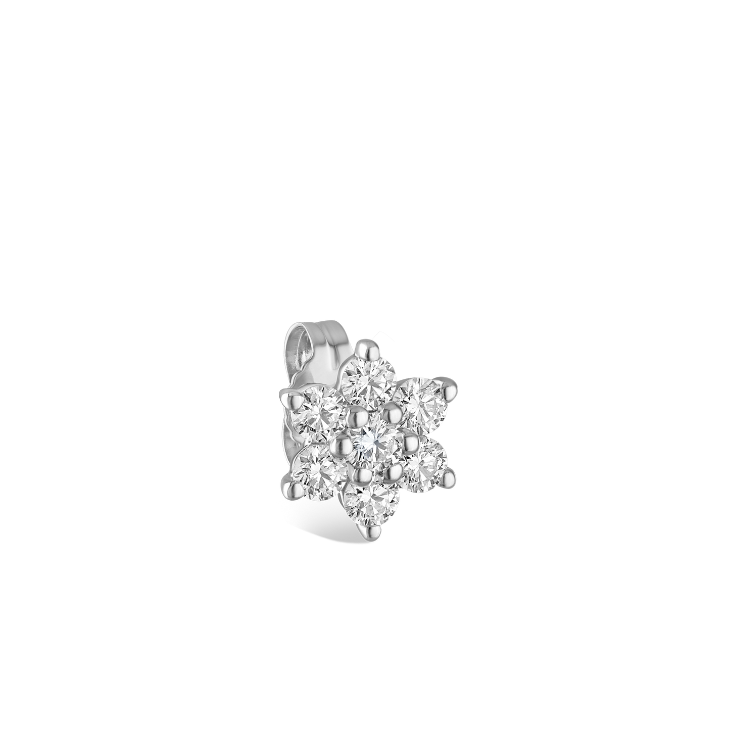 Diamond Flower Stud Earring