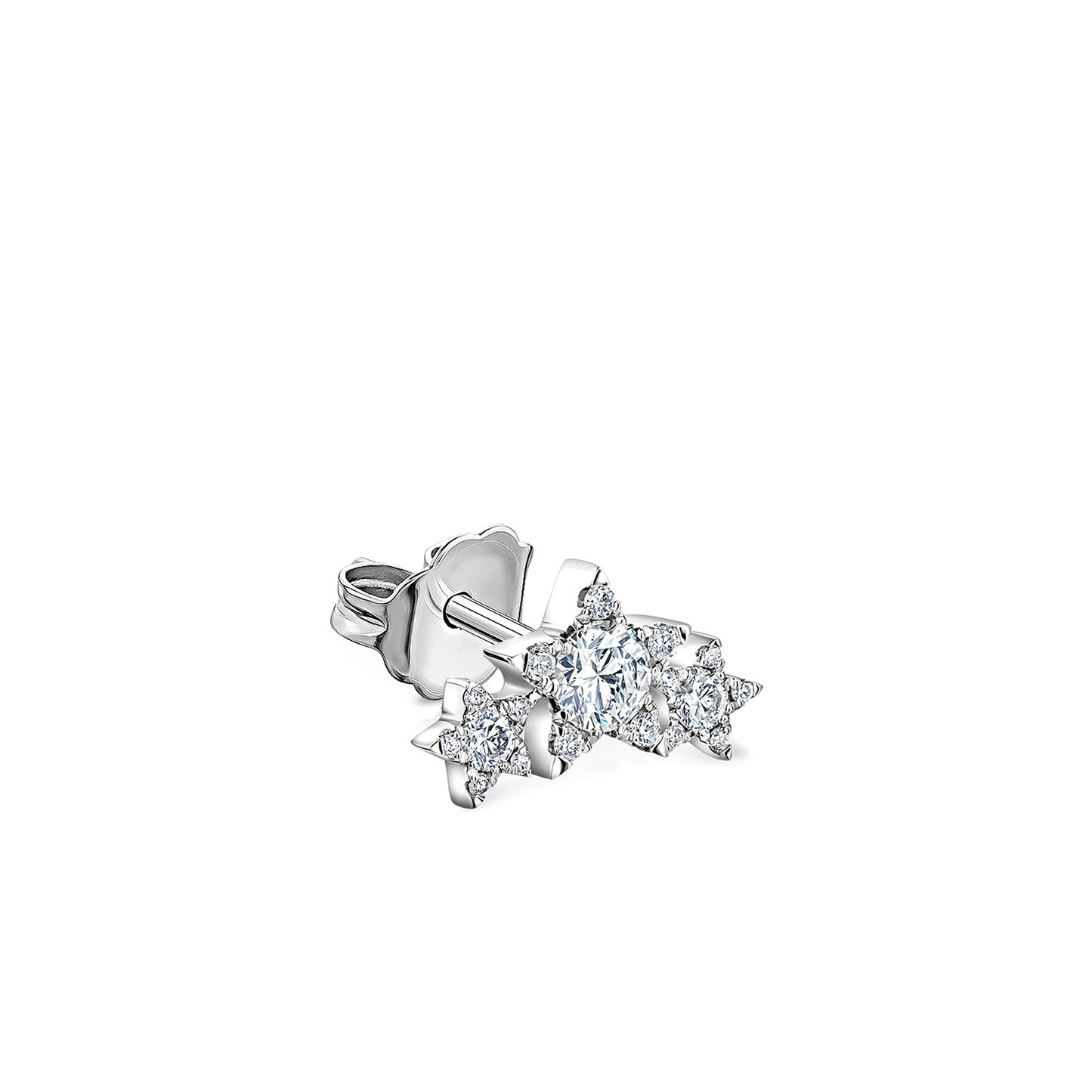 Diamond Three Star Garland Stud Earring