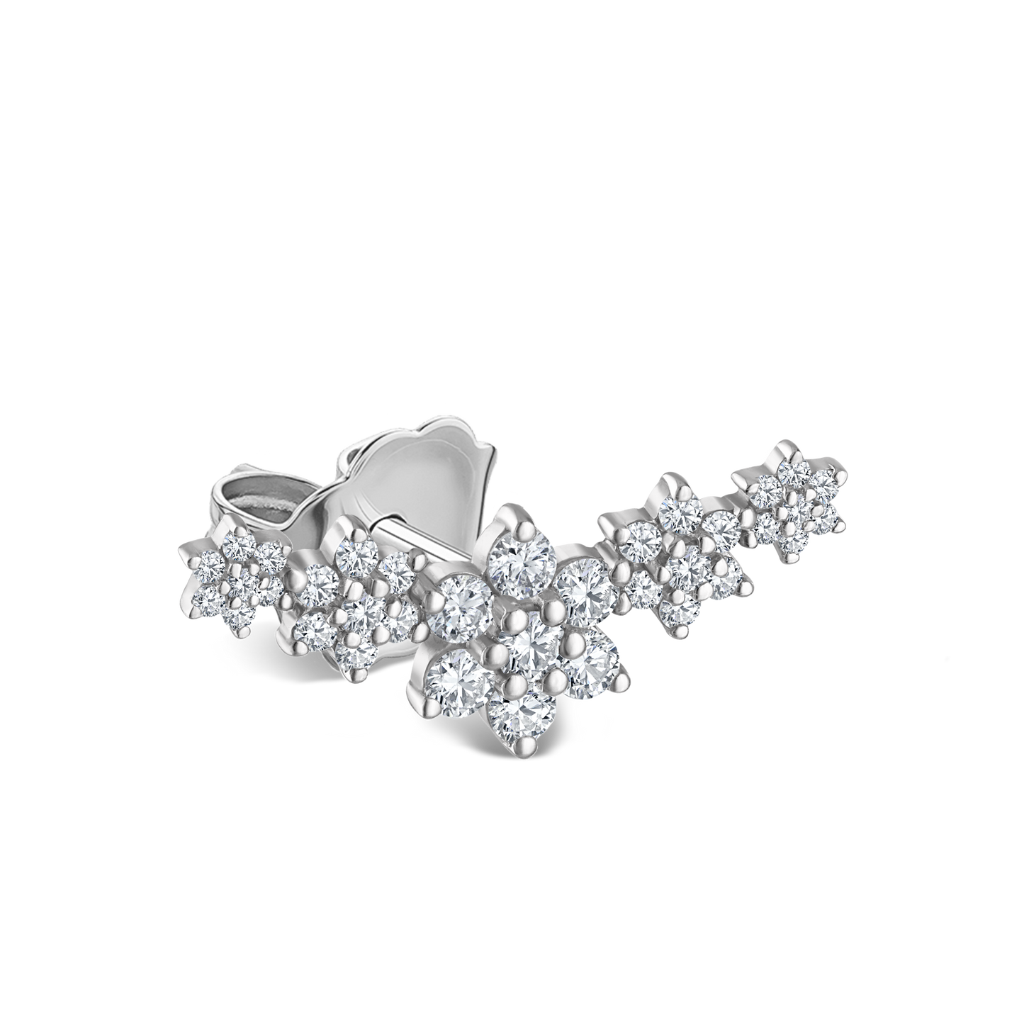 Diamond Five Flower Garland Stud Earring