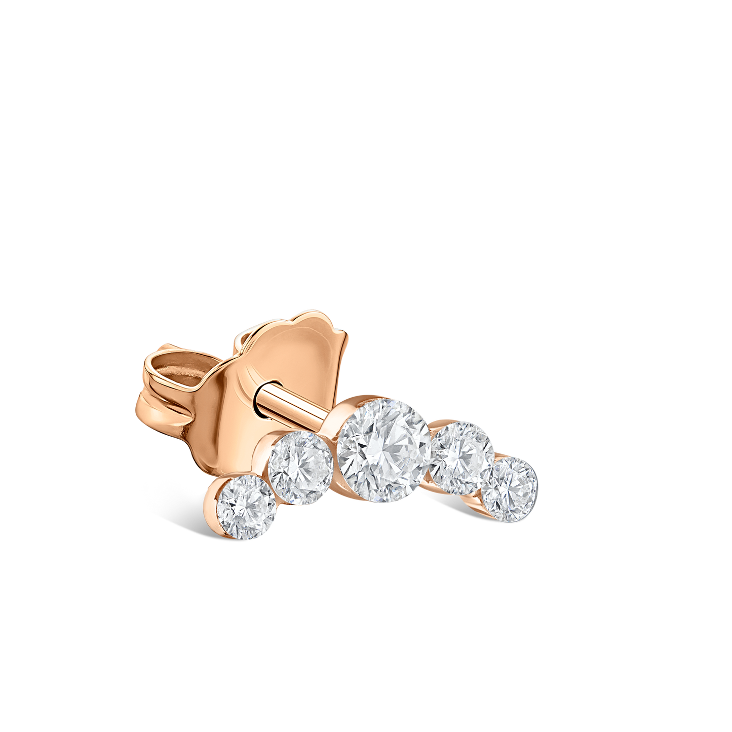 Invisible Set Five Diamond Curve Stud Earring
