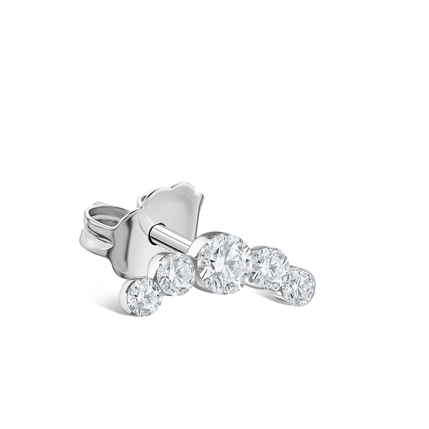 Invisible Set Five Diamond Curve Stud Earring