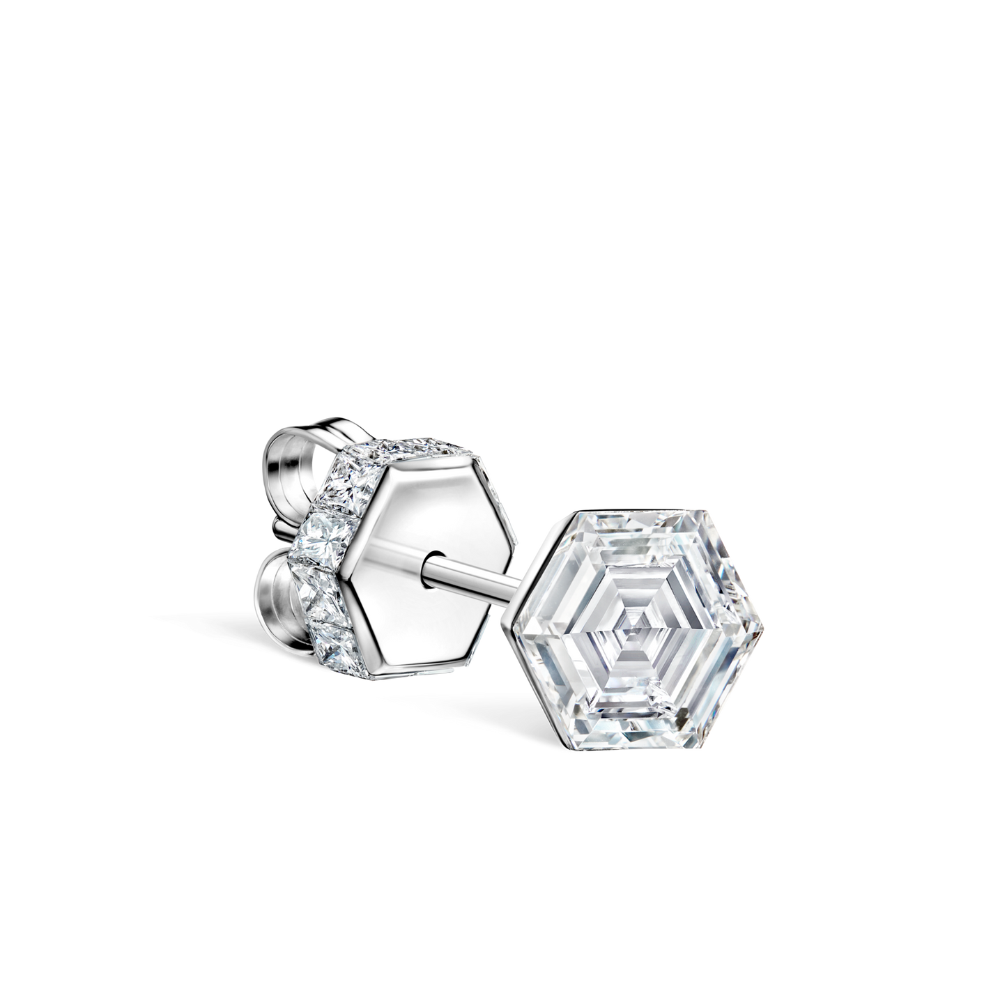 Invisible Set Hexagon Diamond Stud Earring