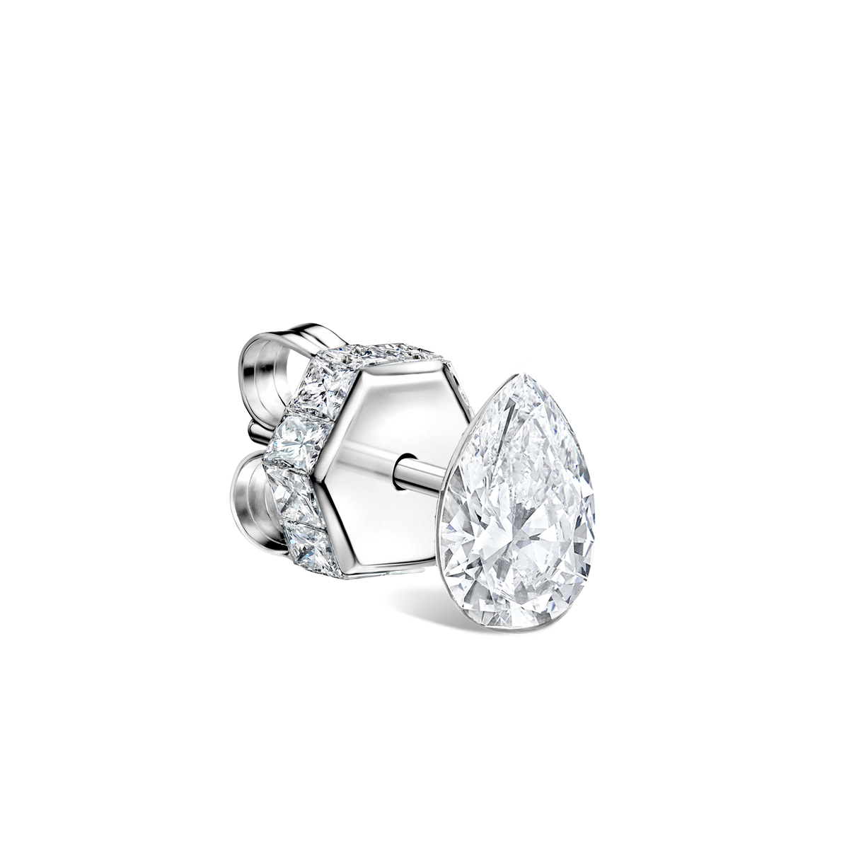 Invisible Set Diamond Pear Stud Earring