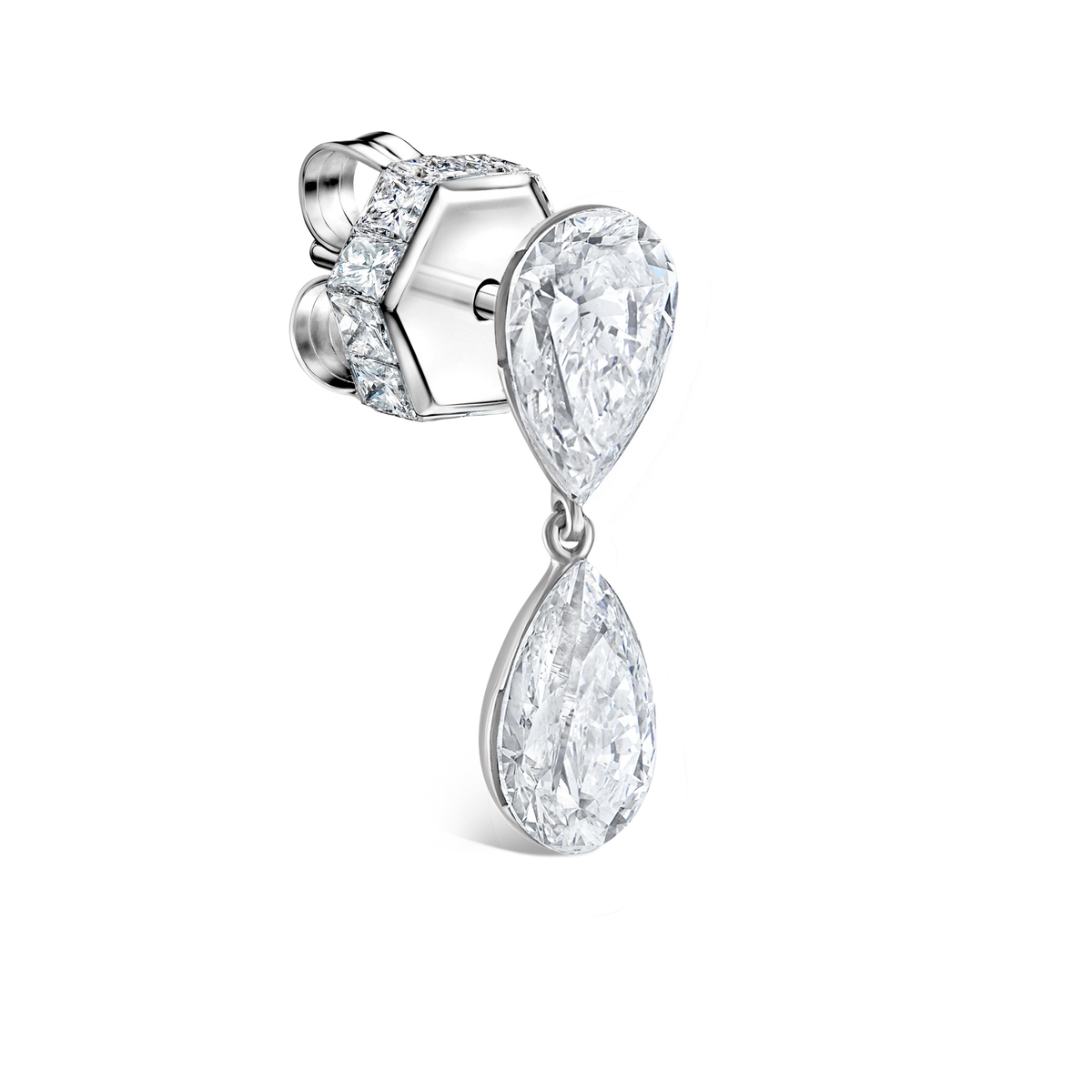 Invisible Set Diamond Pear Dangle Stud Earring