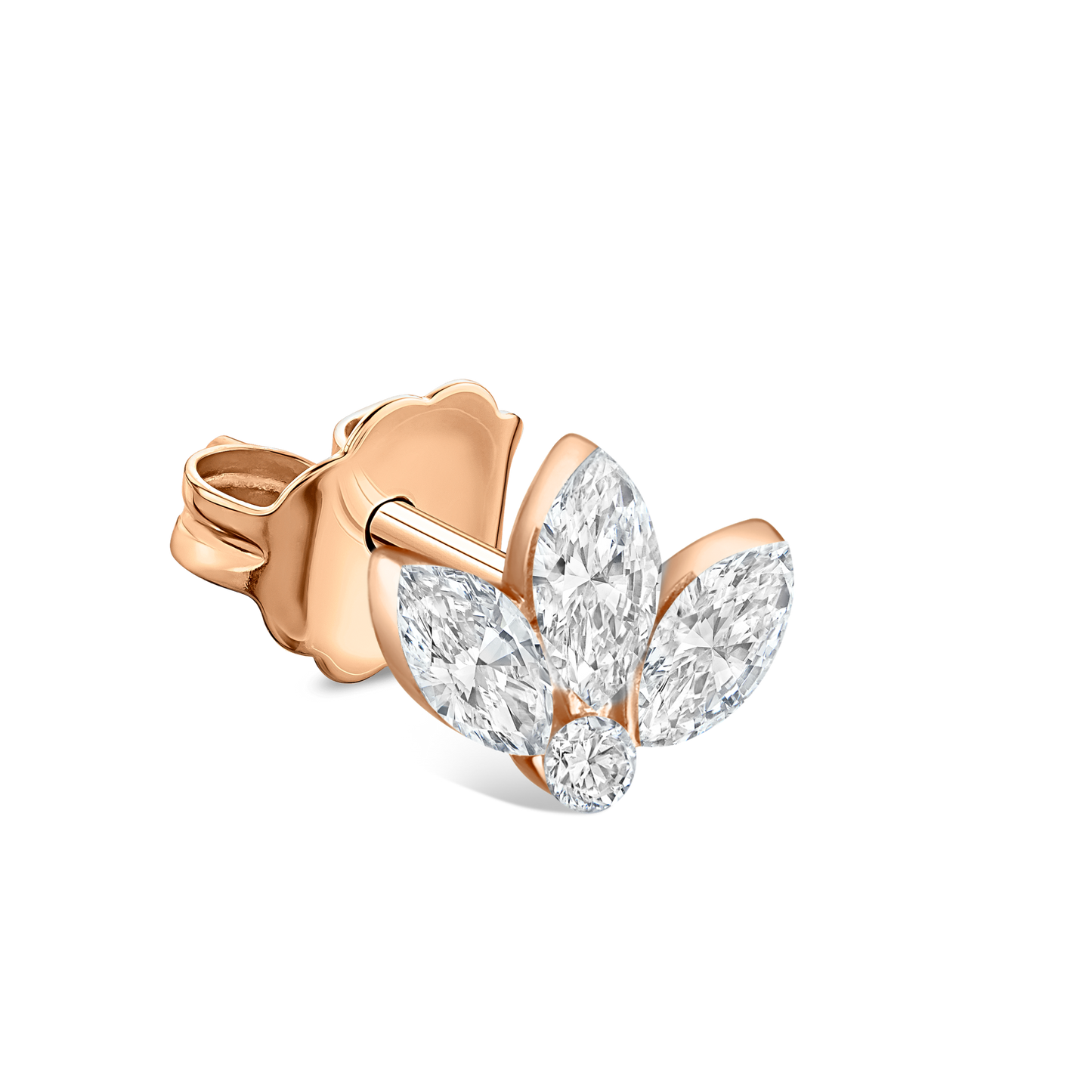 Invisible Set Diamond Lotus Stud Earring