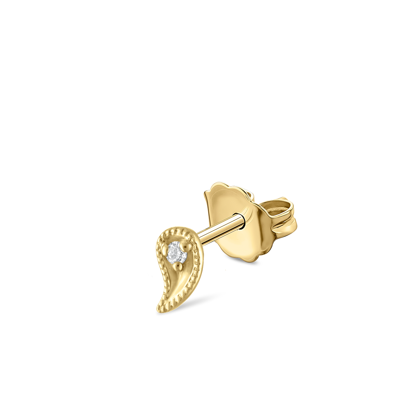 Diamond Paisley Stud Earring