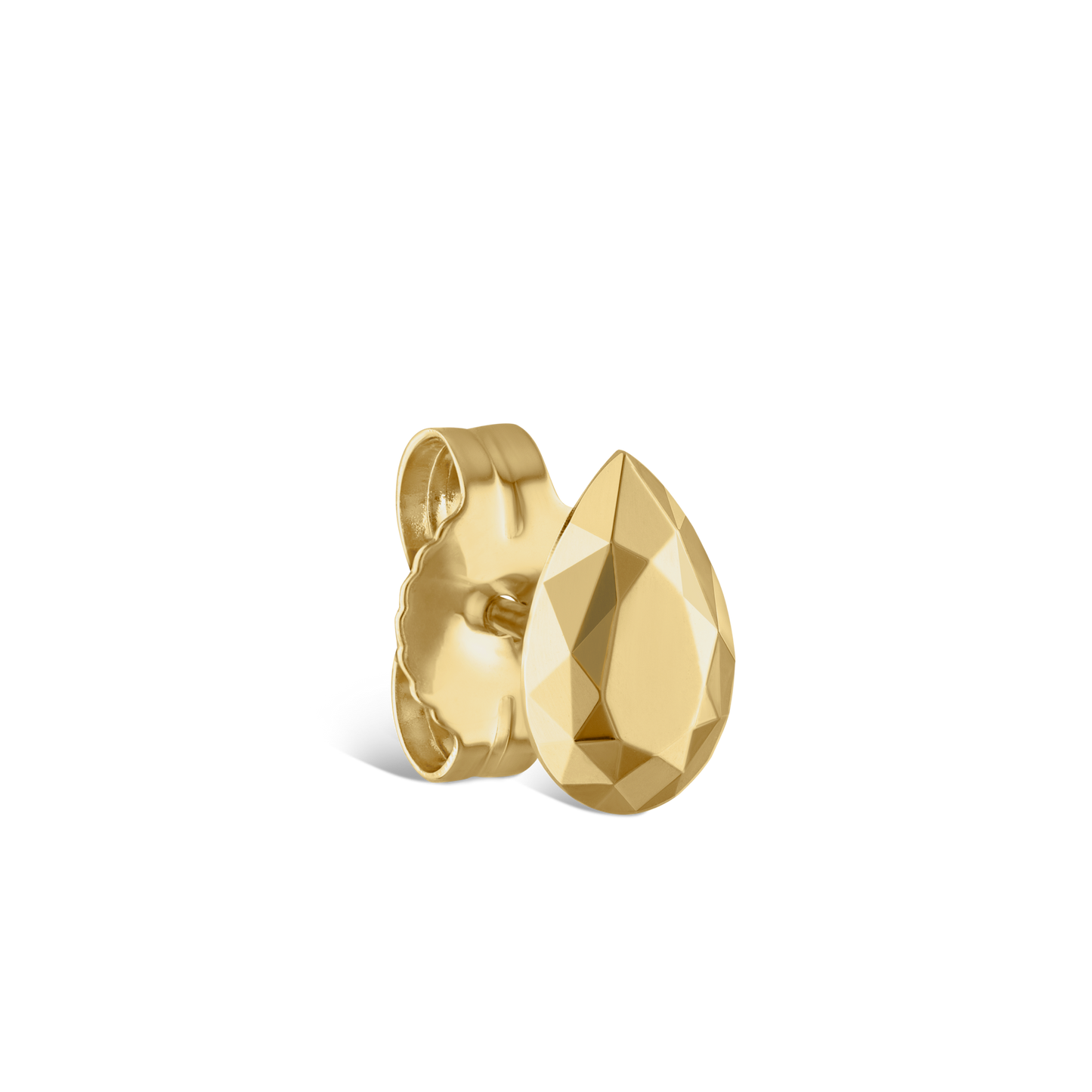 Faceted Gold Pear Stud Earring
