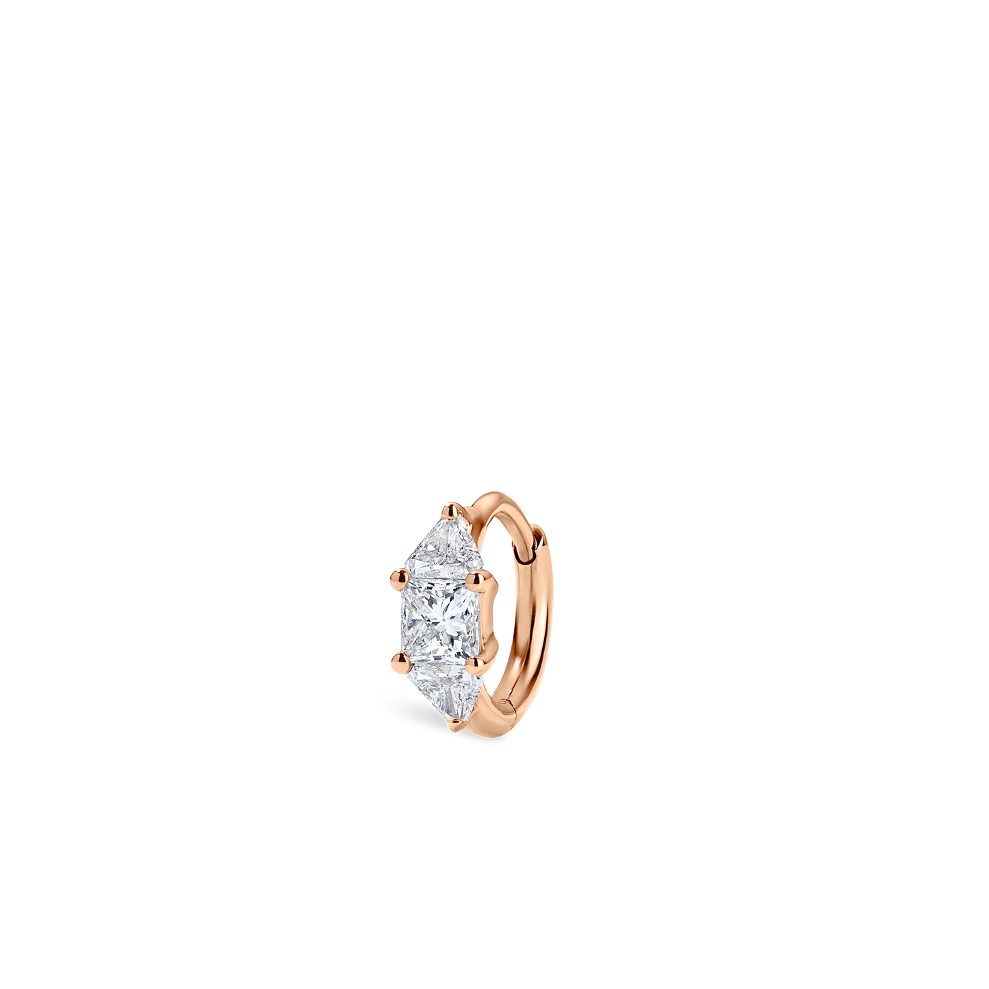 3mm Diamond Princess Triangle Hoop Earring (Non-Rotating)