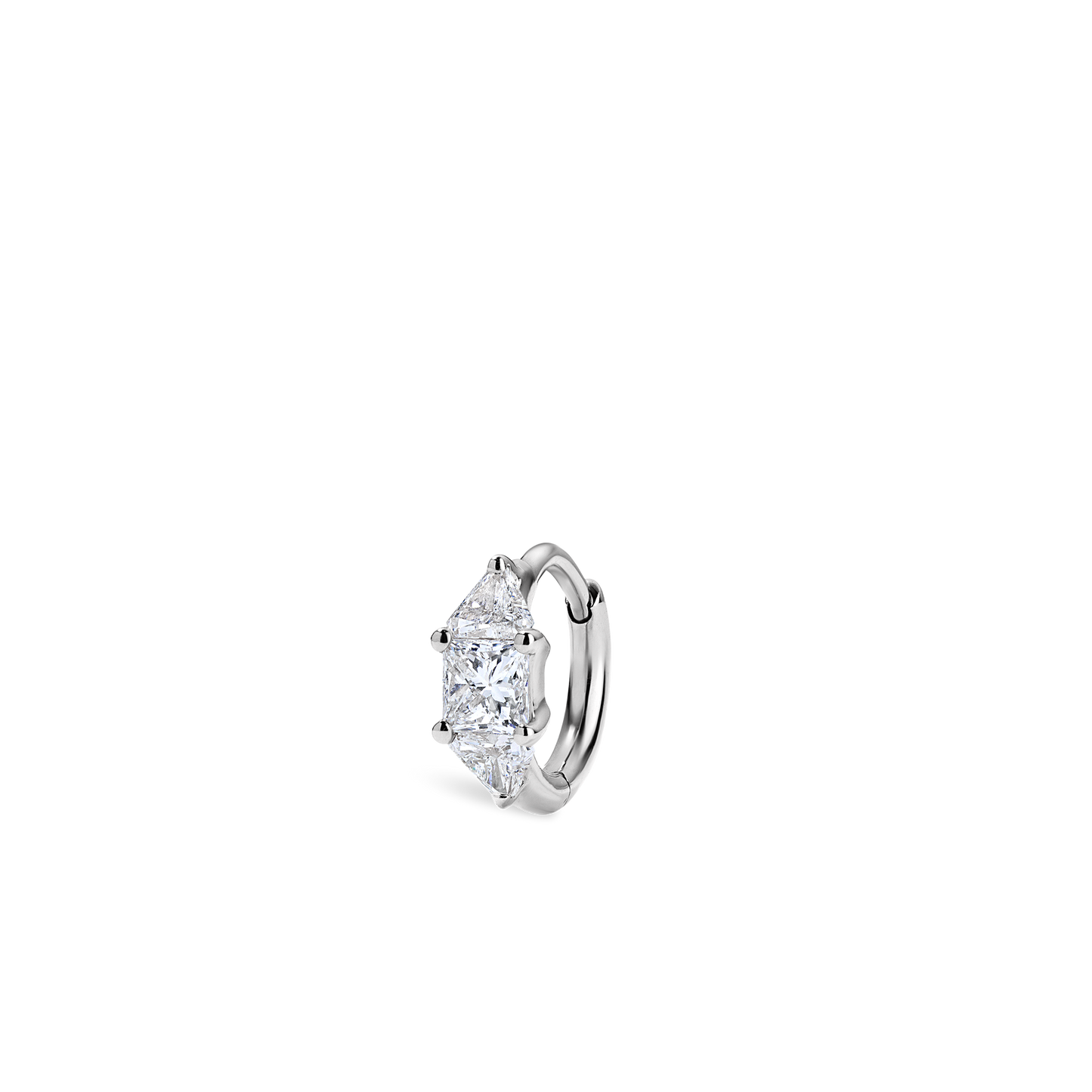 3mm Diamond Princess Triangle Hoop Earring (Non-Rotating)