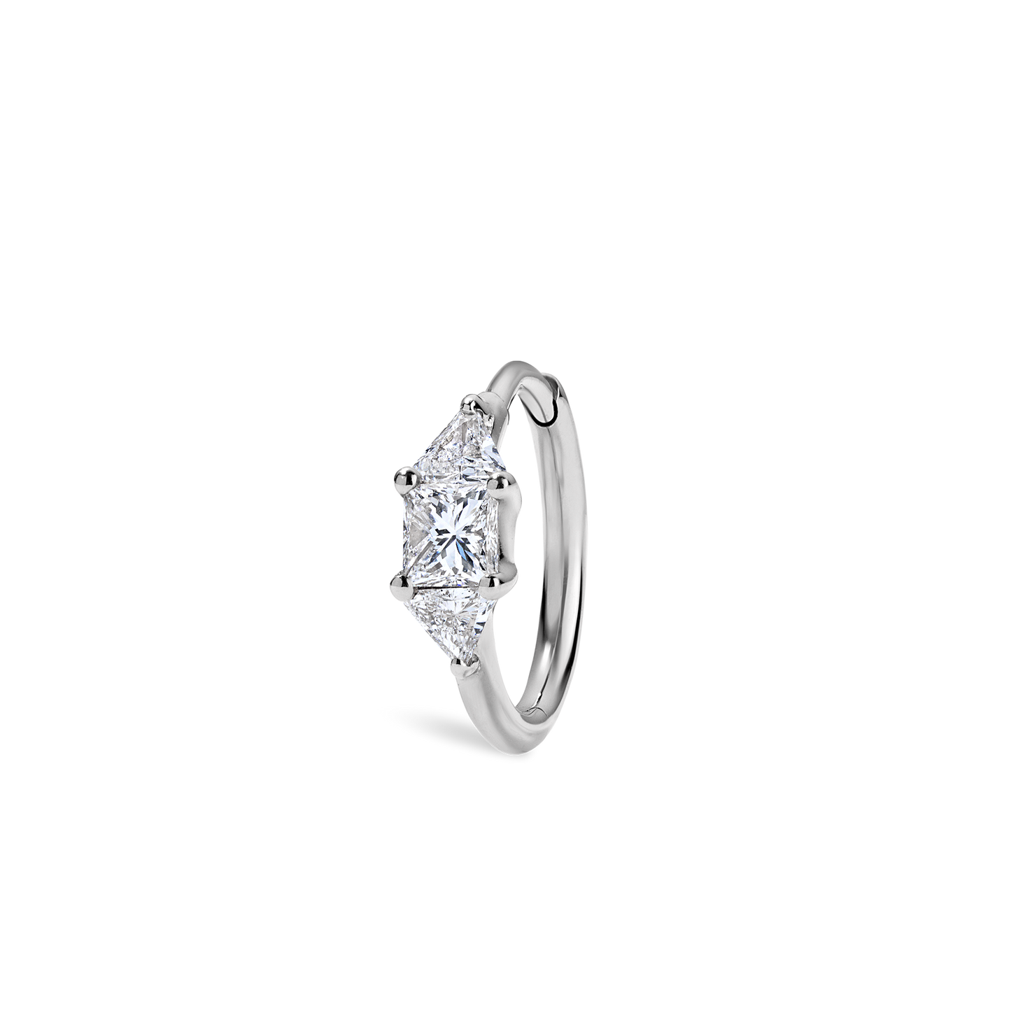 3mm Diamond Princess Triangle Hoop Earring (Non-Rotating)