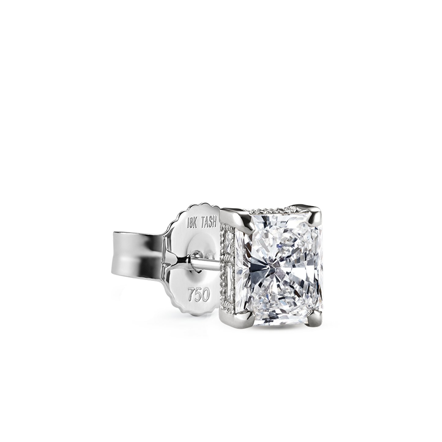 Radiant Diamond Engraved Stud Earring