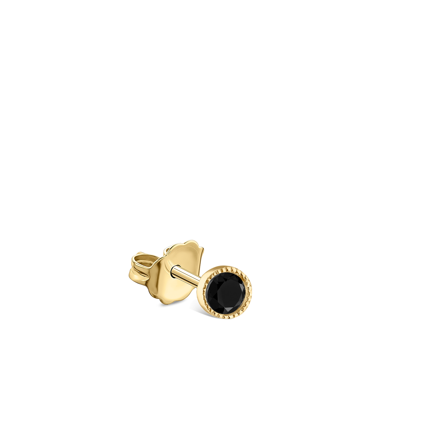 Scalloped Set Black Diamond Stud Earring