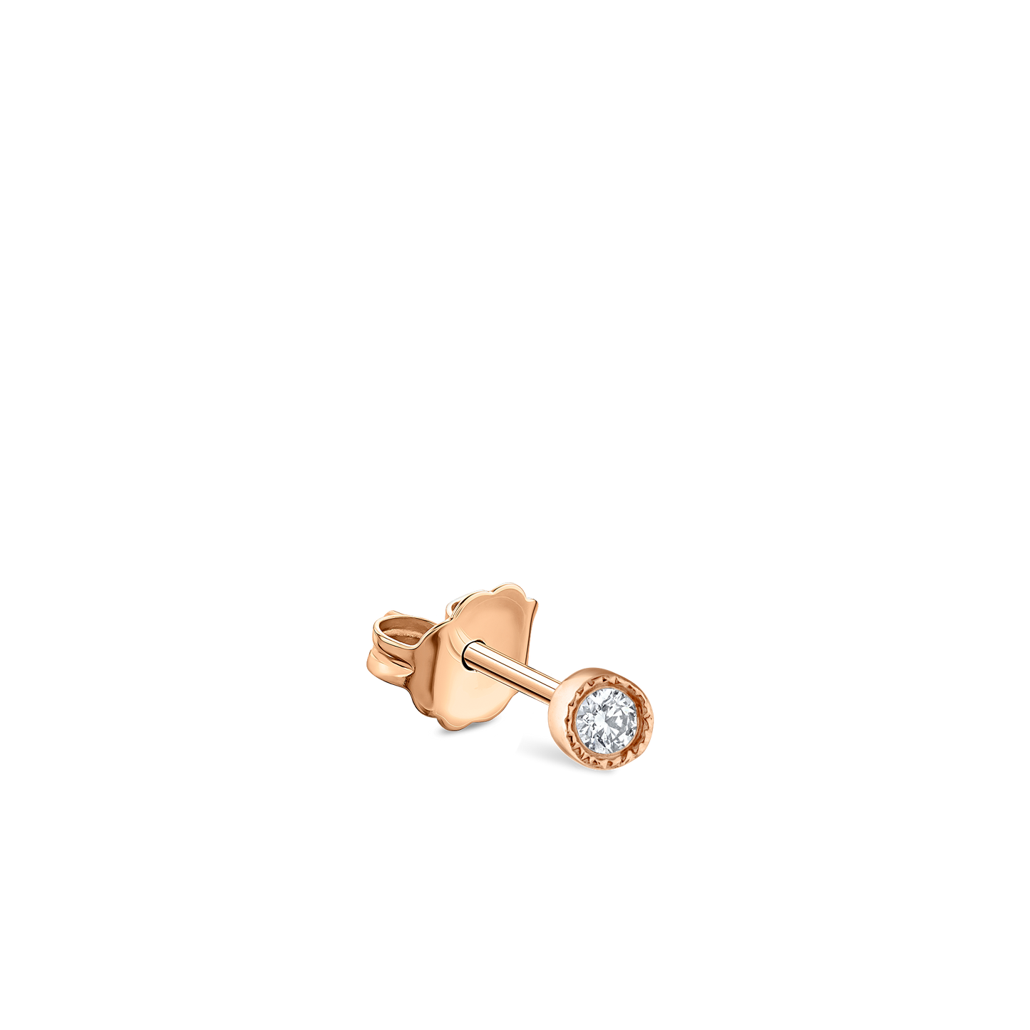 Scalloped Set Diamond Stud Earring