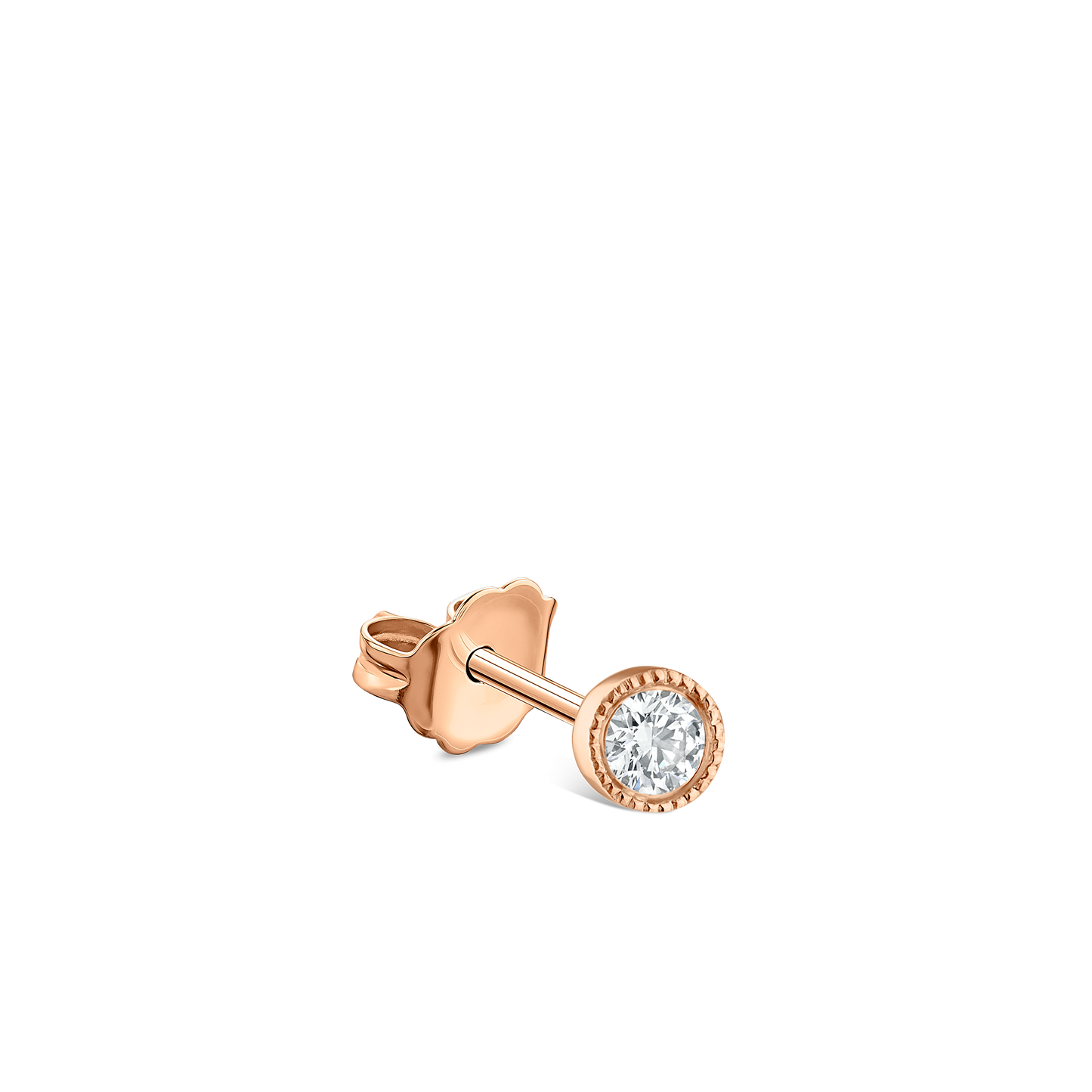 Scalloped Set Diamond Stud Earring