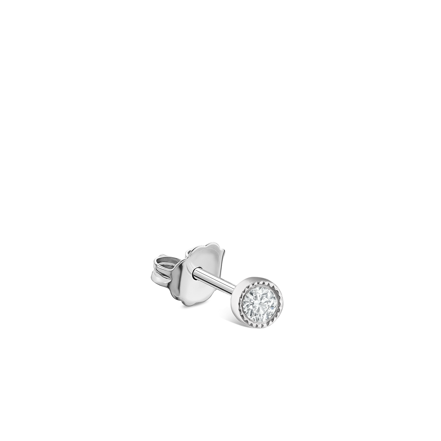 Scalloped Set Diamond Stud Earring