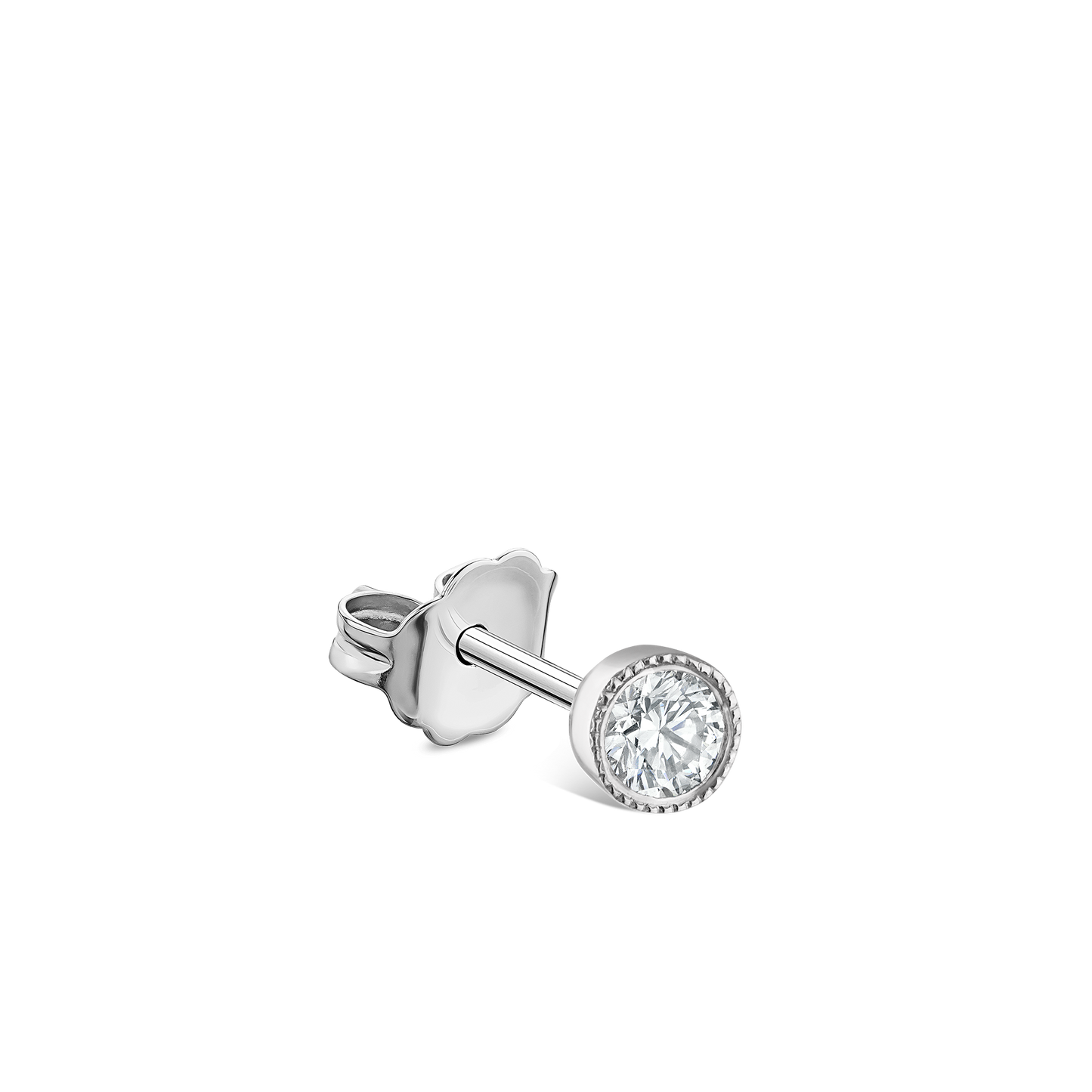Scalloped Set Diamond Stud Earring