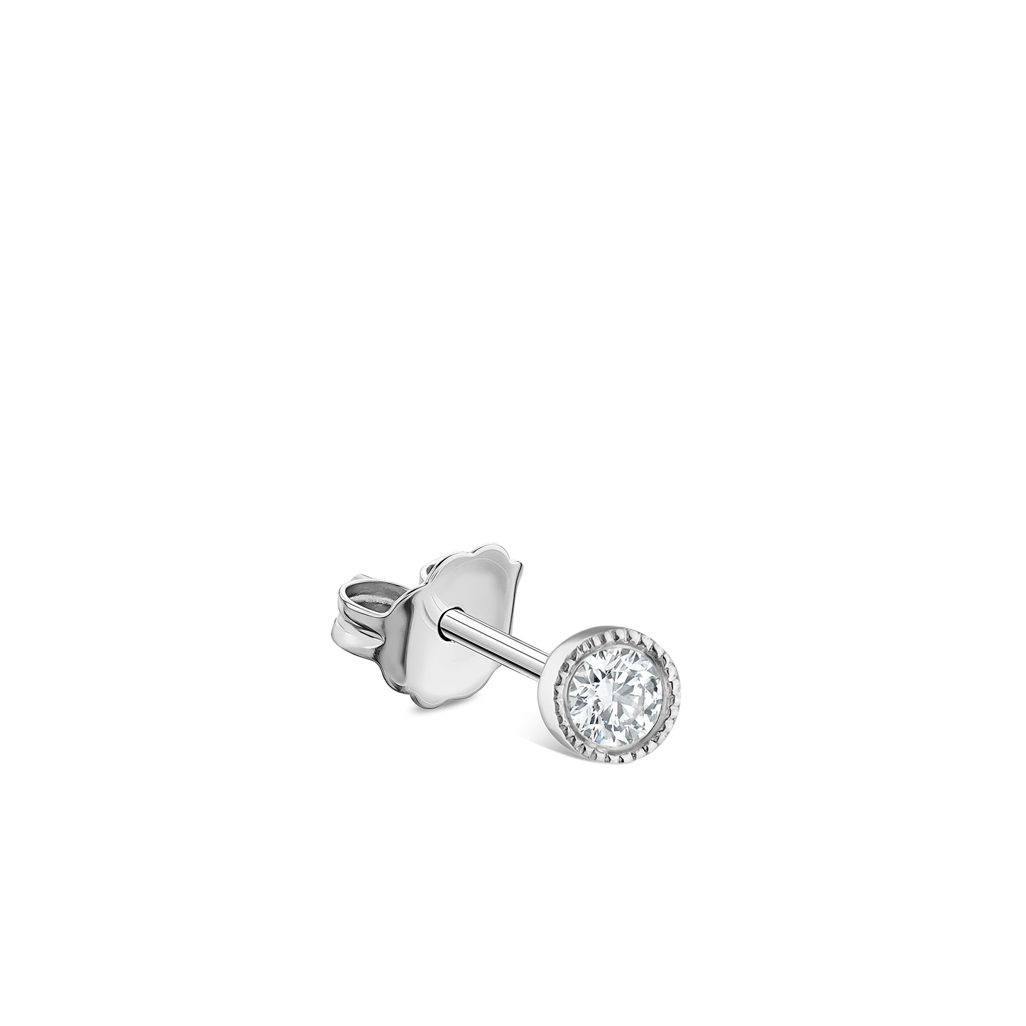 Scalloped Set Diamond Stud Earring