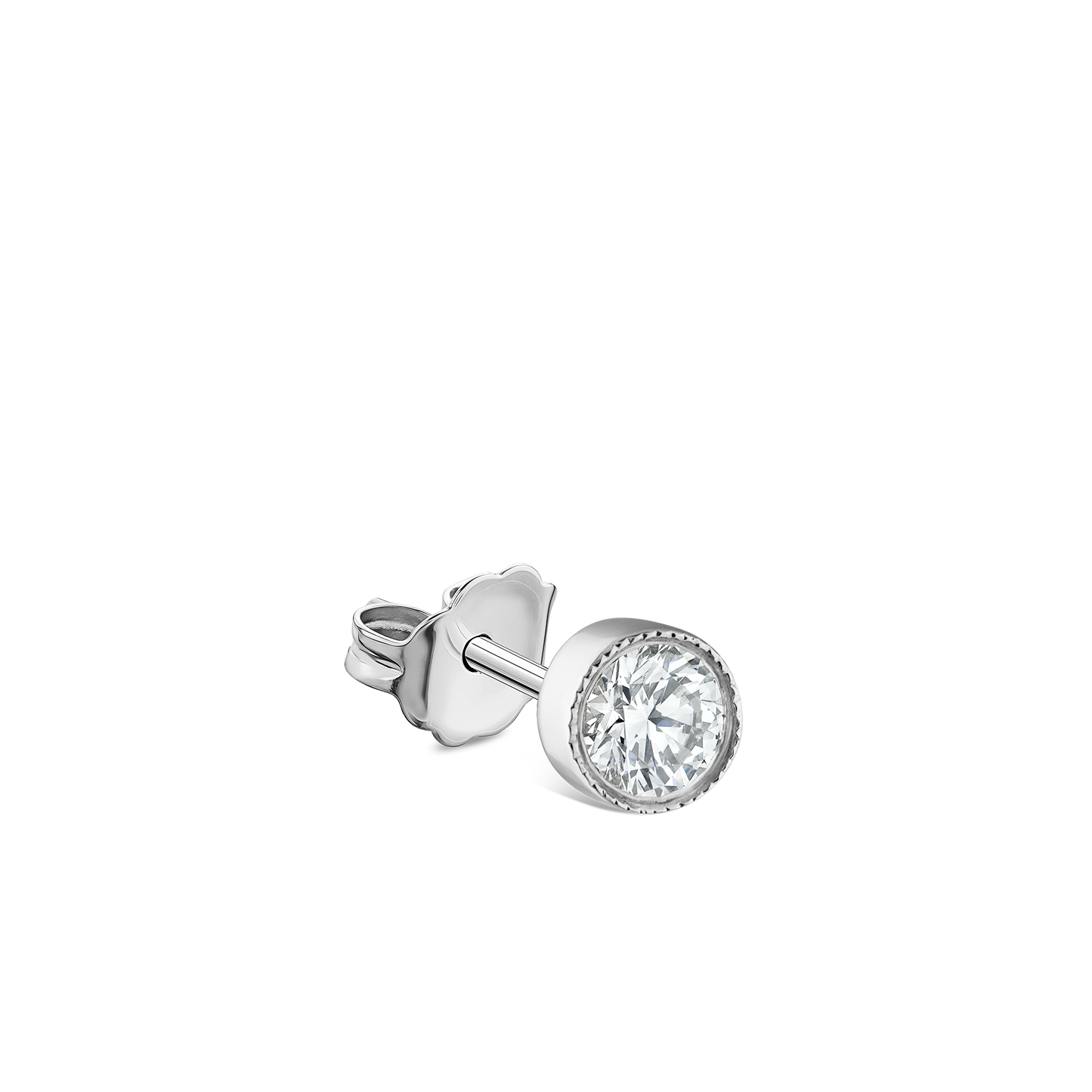 Scalloped Set Diamond Stud Earring
