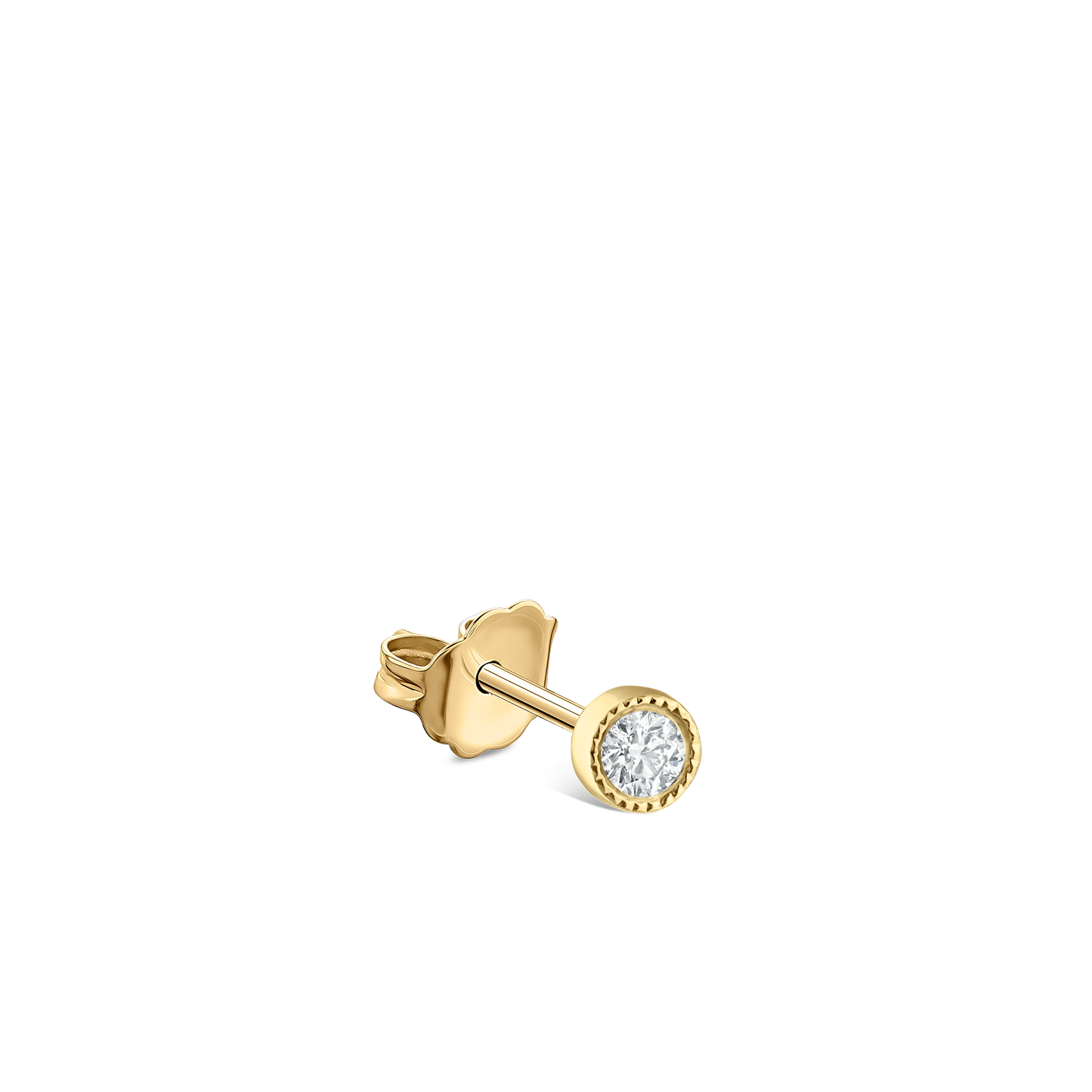 Scalloped Set Diamond Stud Earring