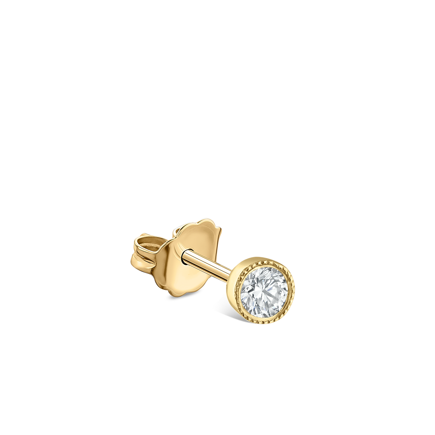 Scalloped Set Diamond Stud Earring