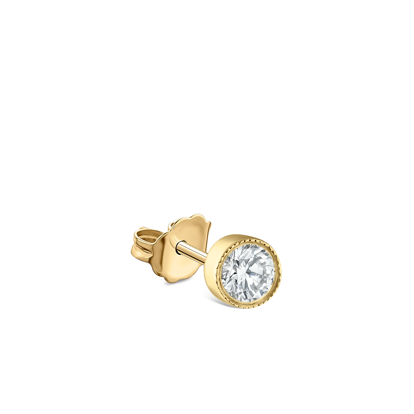 Scalloped Set Diamond Stud Earring