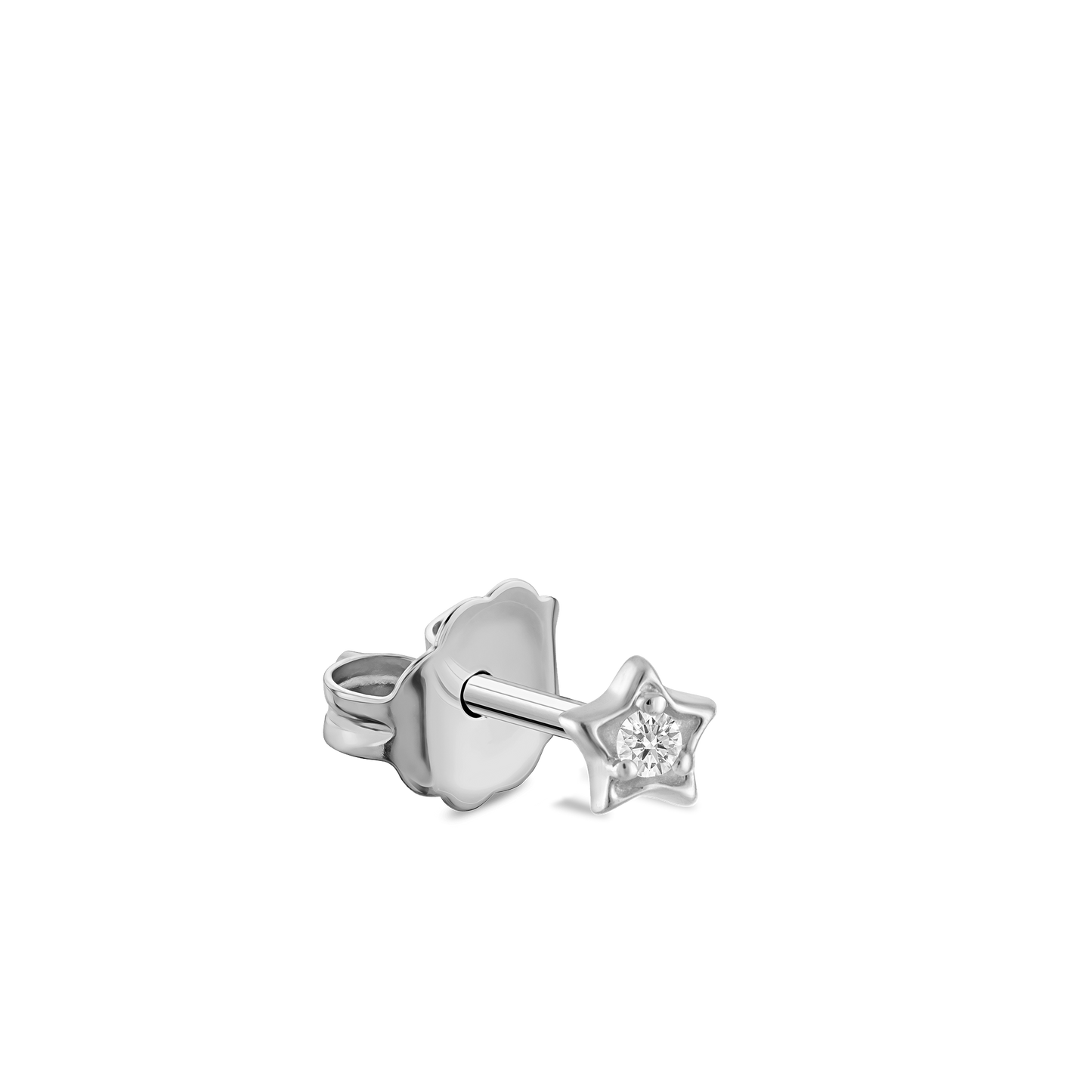 Diamond Solitaire Star Stud Earring