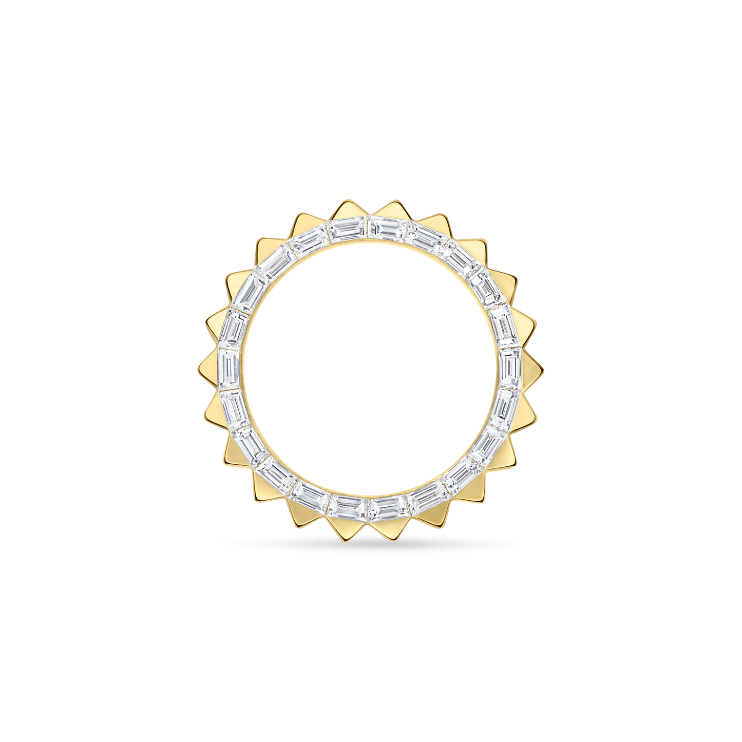 Pyramid and Pavé Baguette Diamond Finger Ring