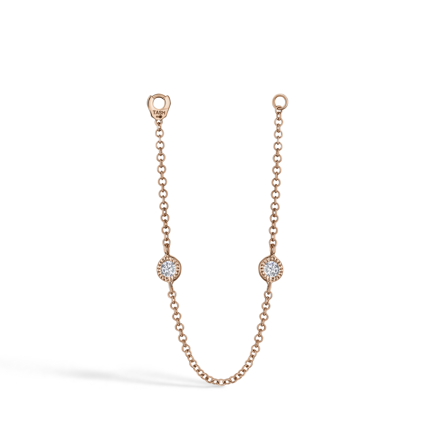 Double Scallop Set Diamond Chain Connecting Charm