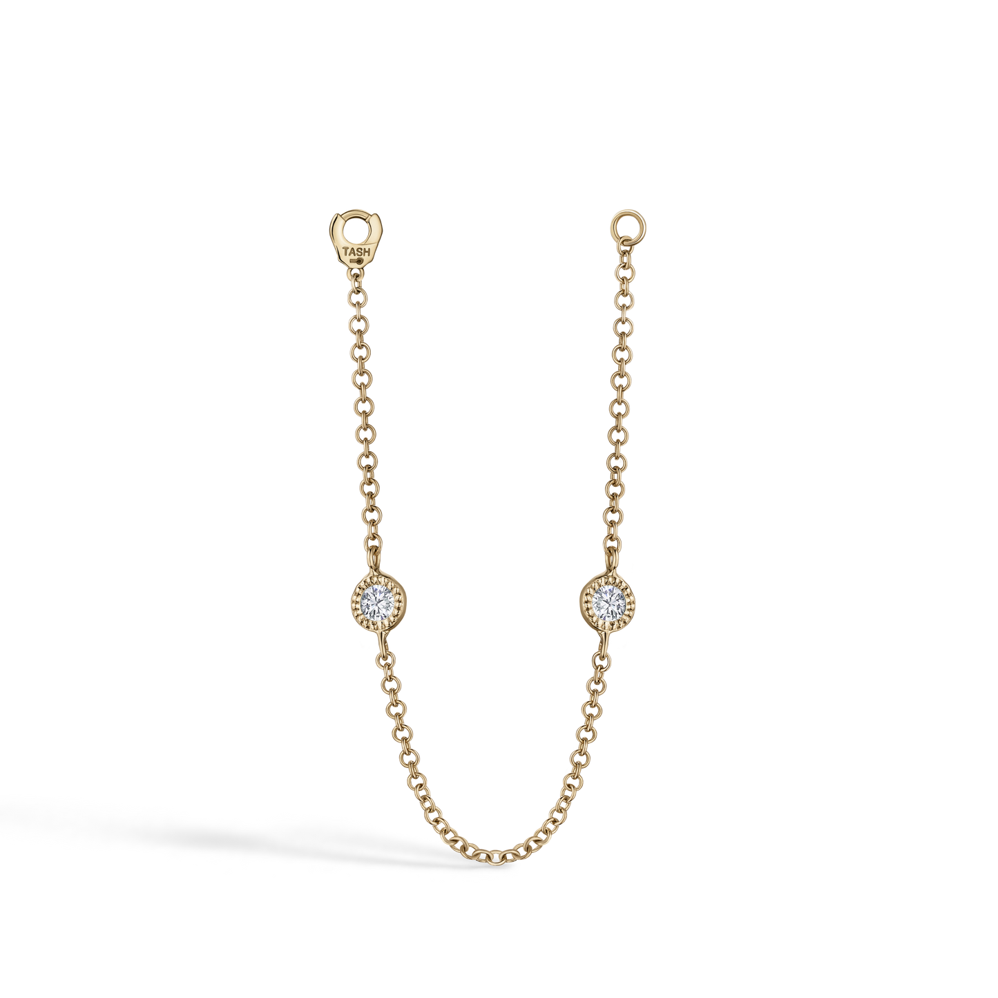 Double Scallop Set Diamond Chain Connecting Charm