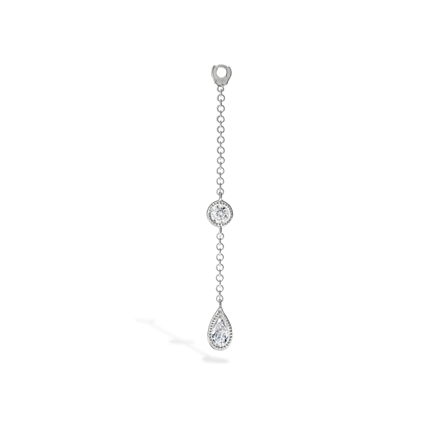 Pendulum Charm Scalloped Set Pear and Round Diamond
