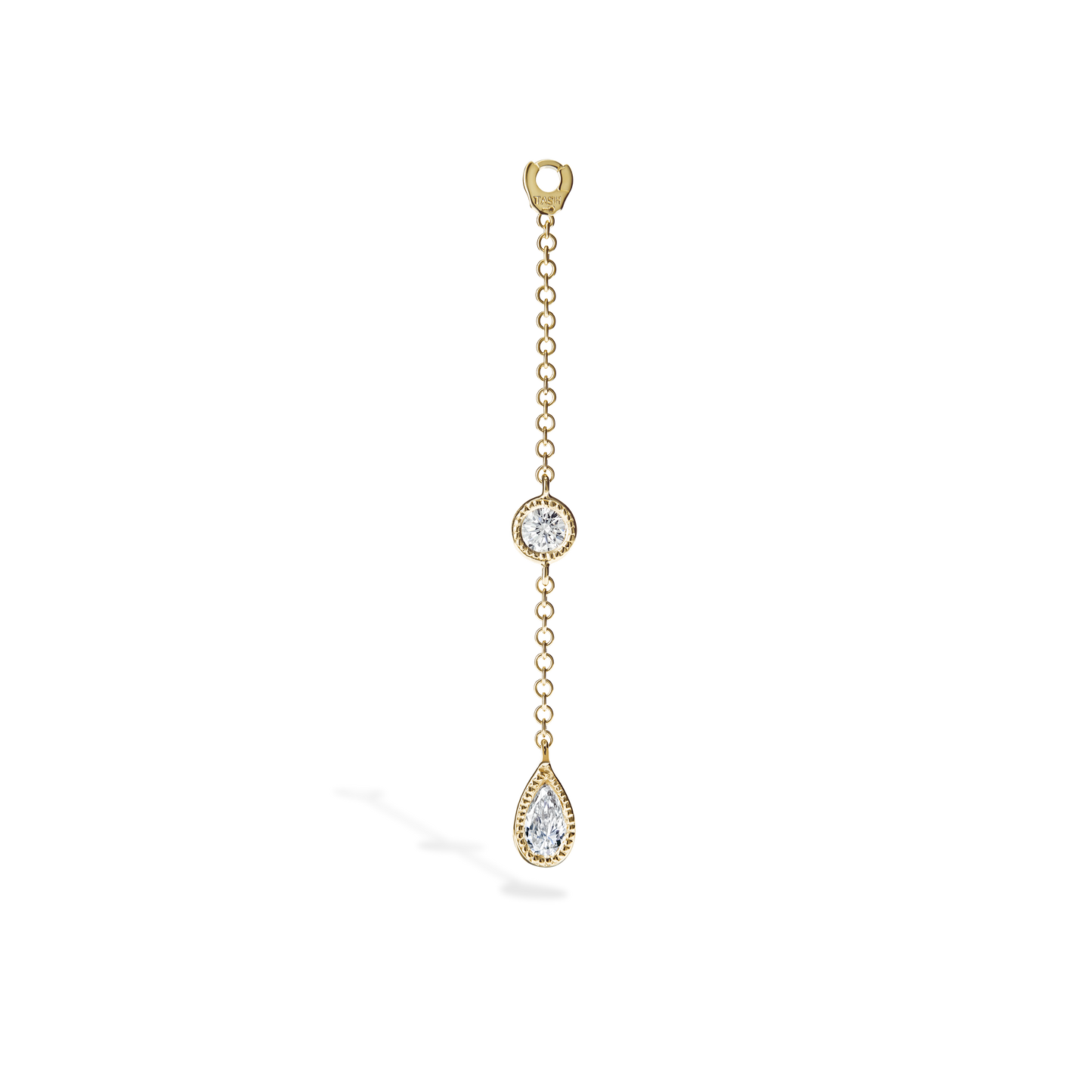 Pendulum Charm Scalloped Set Pear and Round Diamond