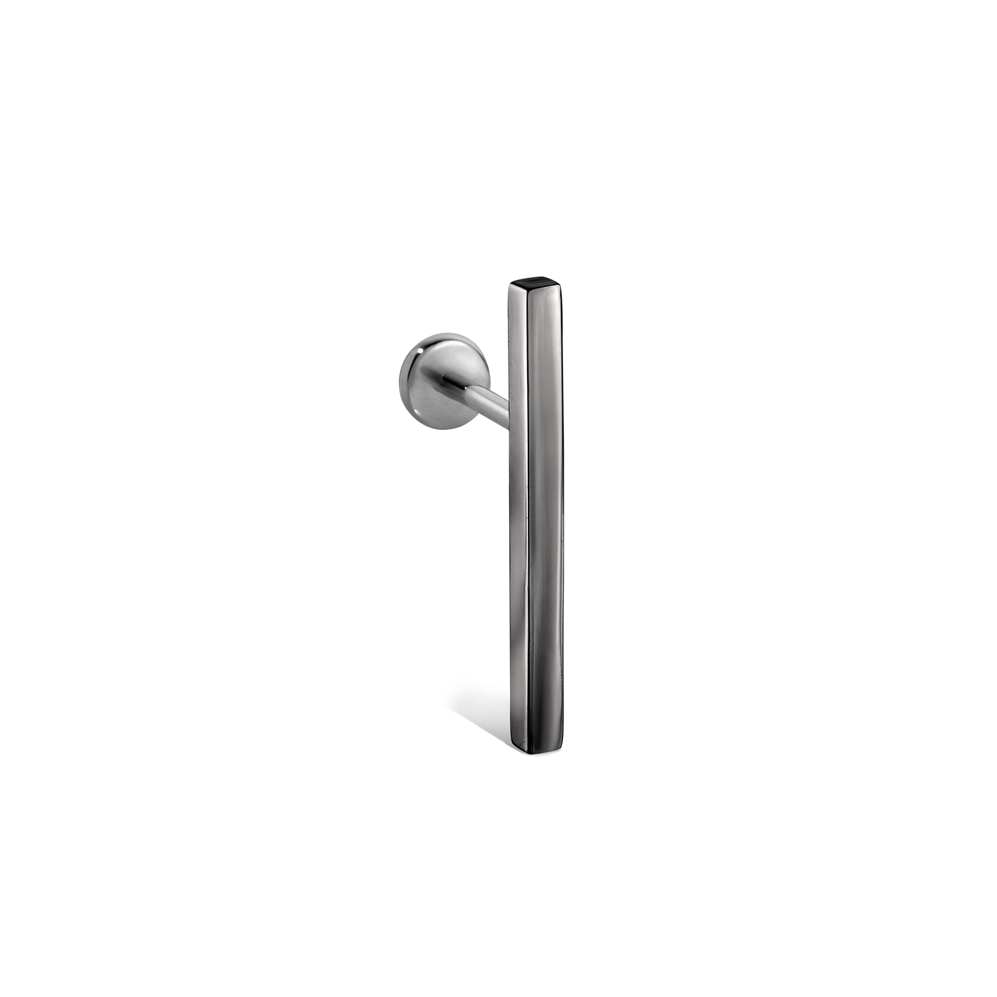 Polished Square Bar Threaded Stud Earring With Titanium Backing