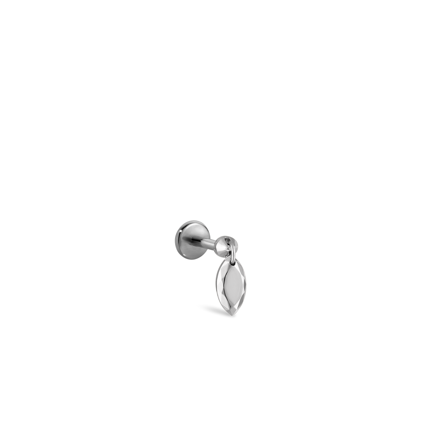 Faceted Gold Marquise Threaded Charm Earring With Titanium Backing