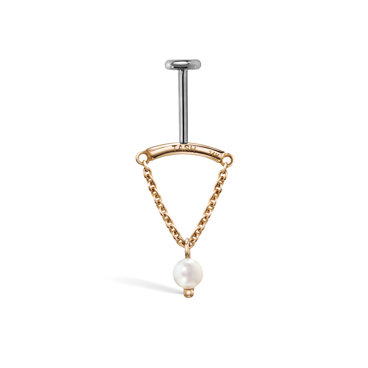 Pearl Drape Threaded Stud Earring With Titanium Backing