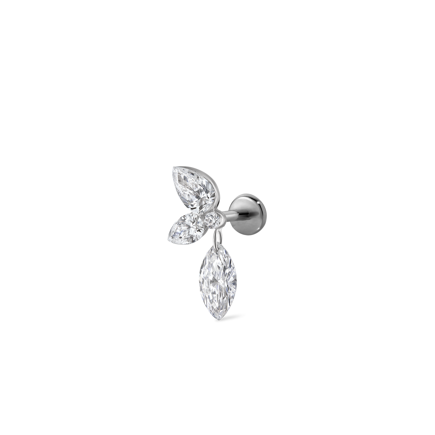 Marquise Pear Diamond Echo Threaded Stud Earring With Titanium Backing
